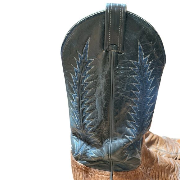 Vintage Tony Lama Exotic Cowboy Boots Mens Sz 10 D Style 8550 Gold Label USA main image 7